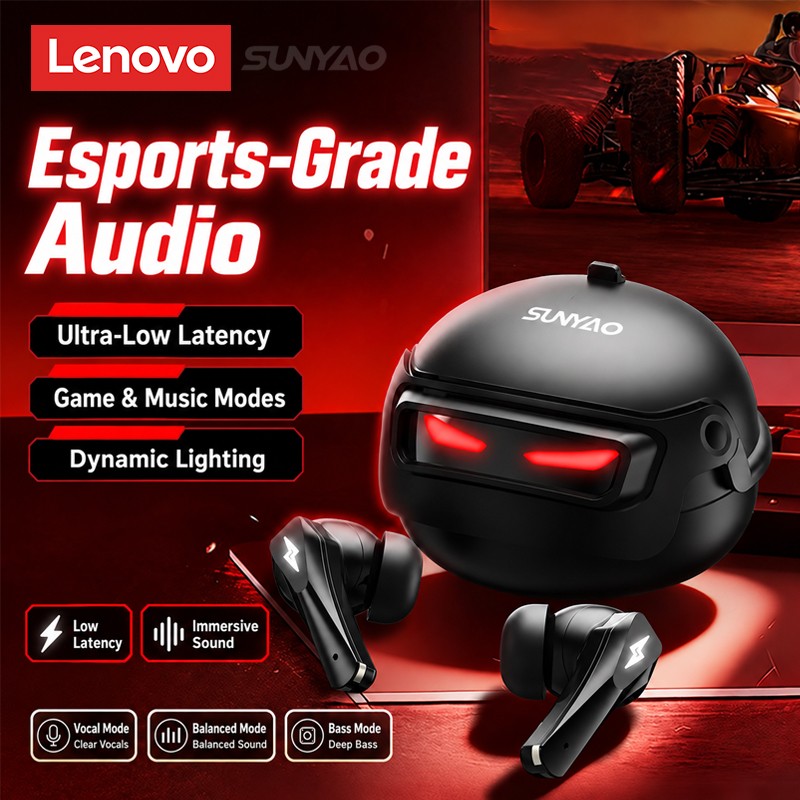Type 2 Charger - Lenovo GT101 ゲーミングヘッドセット、ワイヤレスBluetooth 6.0、ゲームモード対応、低遅延、ノイズキャンセリング、eスポーツ用ヘッドホン、新品