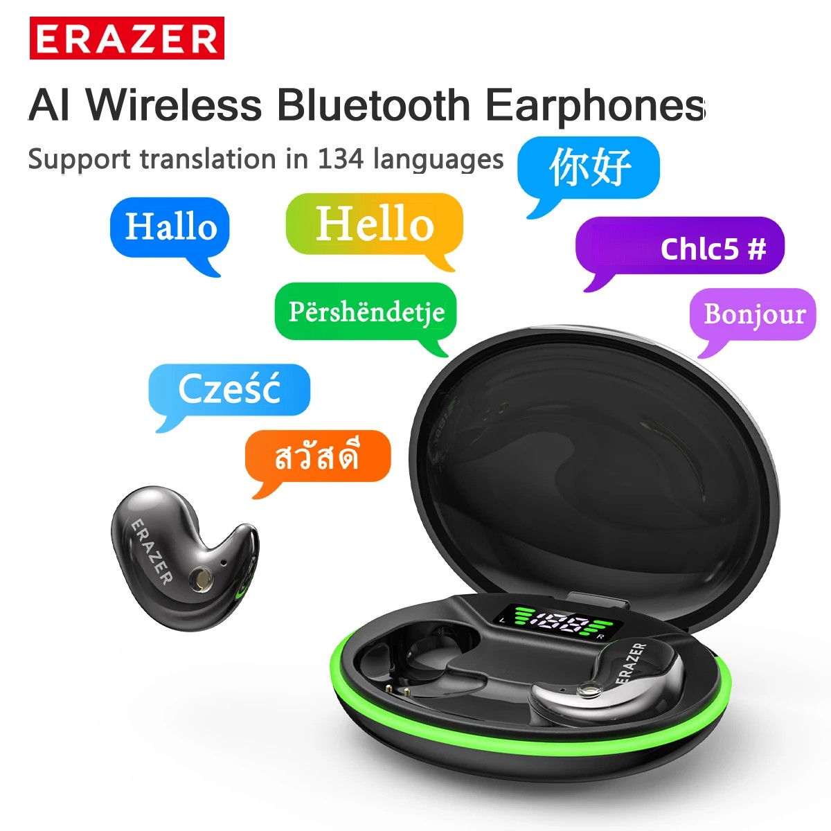Type 2 Charger - EARZER XF58 インイヤー型Bluetoothヘッドホン マイク付き 翻訳機能搭載イヤホン TWS