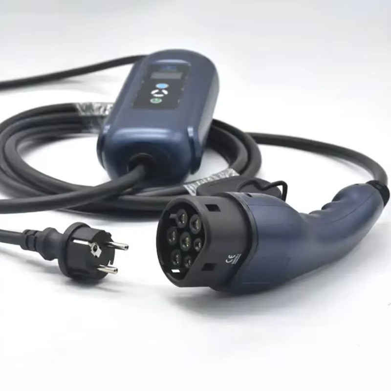 Type 2 Charger - ポータブル電気自動車用青色コントロールボックス単相16Aタイプ2コネクタメス型モード2 EV充電器（電力用途）