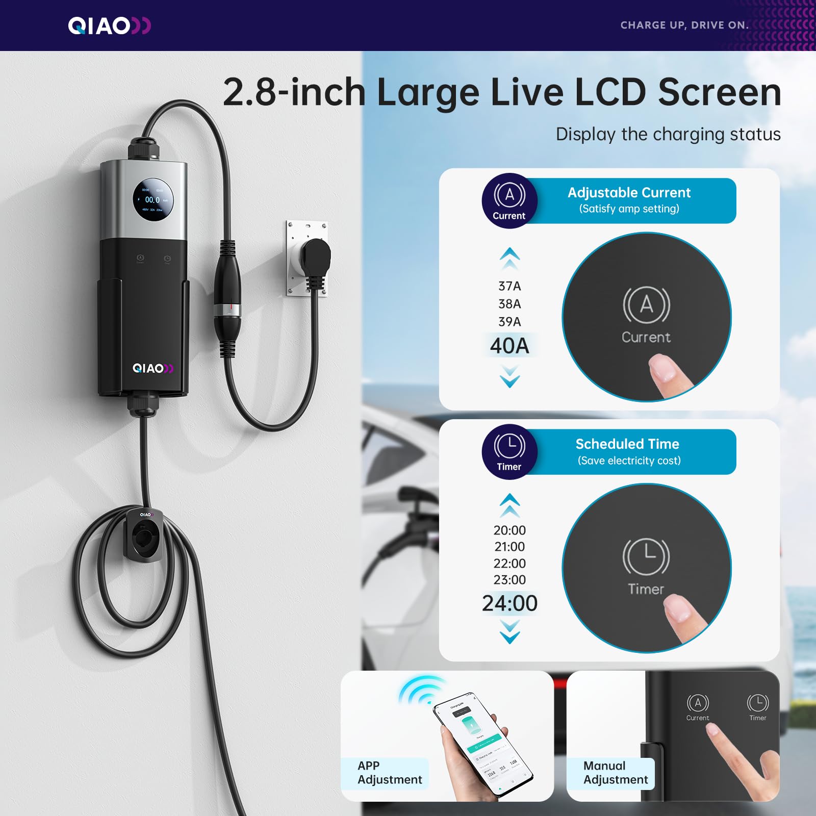 QIAO レベル2 EV充電器 SAE J1772 40A  - Ev Charger Adapter のレビューと価格