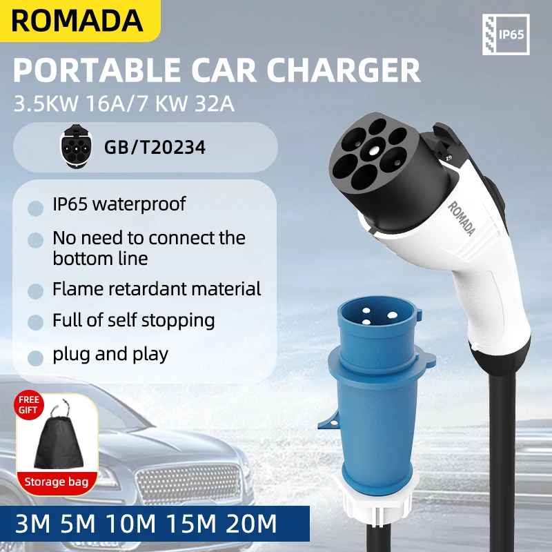 電気自動車用 7KW 32A EV ポータブル充電器 3M  - Ev Charger Adapter のレビューと価格