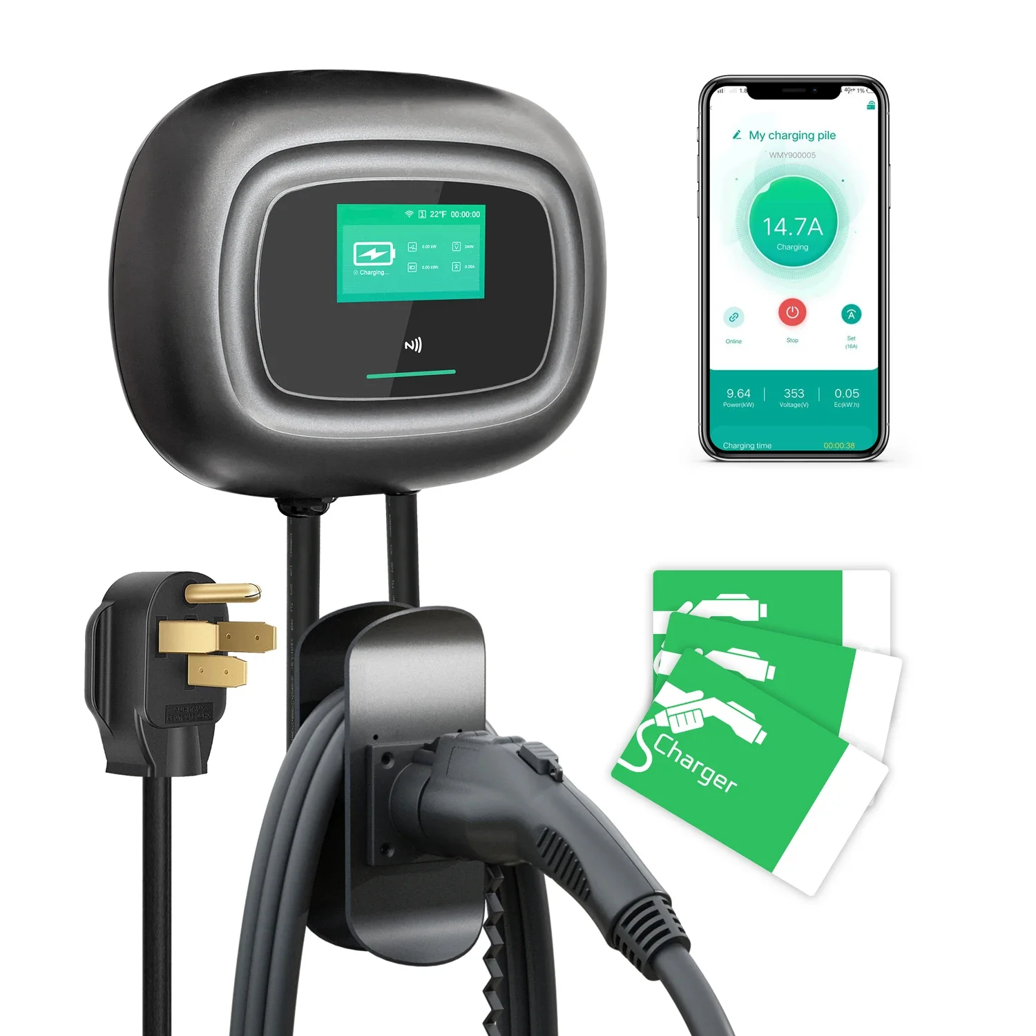 新型Khons壁掛け式電気自動車充電器 タイプ2 16A 3 - Fast Ev Charger のレビューと価格