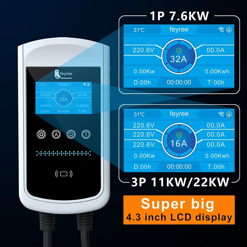 フェイリー タイプ2 EV充電器 32A 7.6KW 充電ス - Wallbox Ev のレビューと価格